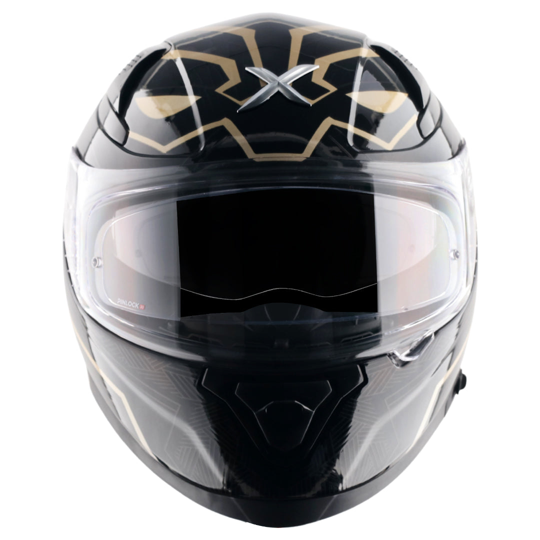 Motorcycle full face helmet black gold marvel Black panther graphics (Licensed)