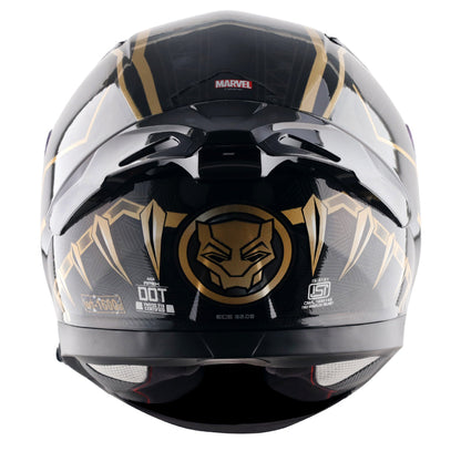 Motorcycle full face helmet black gold marvel Black panther graphics (Licensed)