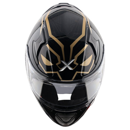 Motorcycle full face helmet black gold marvel Black panther graphics (Licensed)