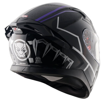 Motorcycle full face helmet black purple marvel Black panther graphics (Licensed)