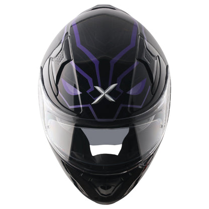 Motorcycle full face helmet black purple marvel Black panther graphics (Licensed)