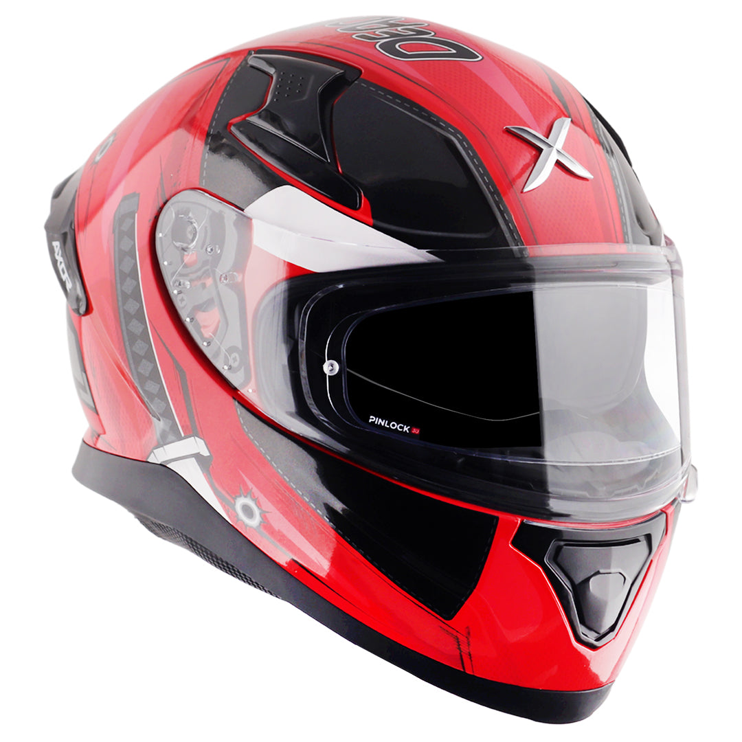 Motorcycle full face helmet black red marvel deadpool graphics (Licensed)