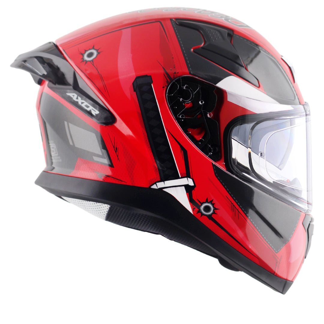 Motorcycle full face helmet black red marvel deadpool graphics (Licensed)