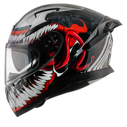 Motorcycle full face helmet black red marvel venom graphics (Licensed)