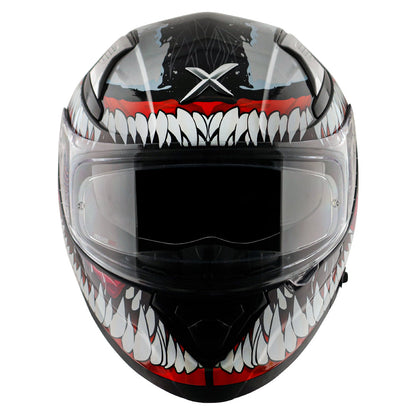 Motorcycle full face helmet black red marvel venom graphics (Licensed)