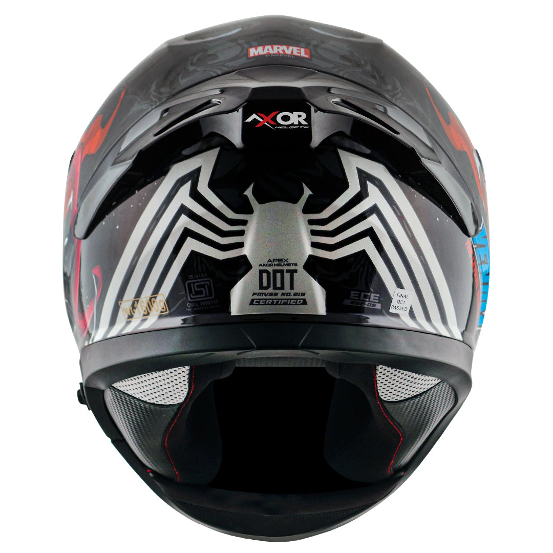 Motorcycle full face helmet black red marvel venom graphics (Licensed)