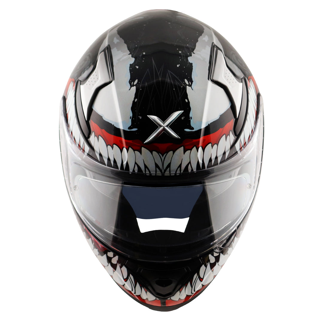 Motorcycle full face helmet black red marvel venom graphics (Licensed)