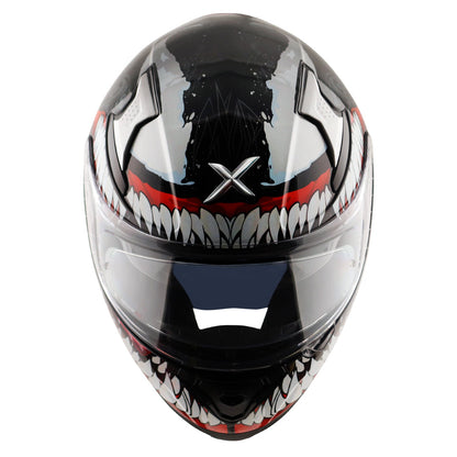 Motorcycle full face helmet black red marvel venom graphics (Licensed)