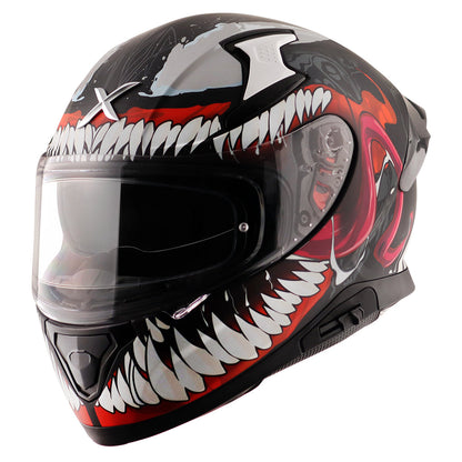 Motorcycle full face helmet matt black red marvel venom graphics (Licensed)