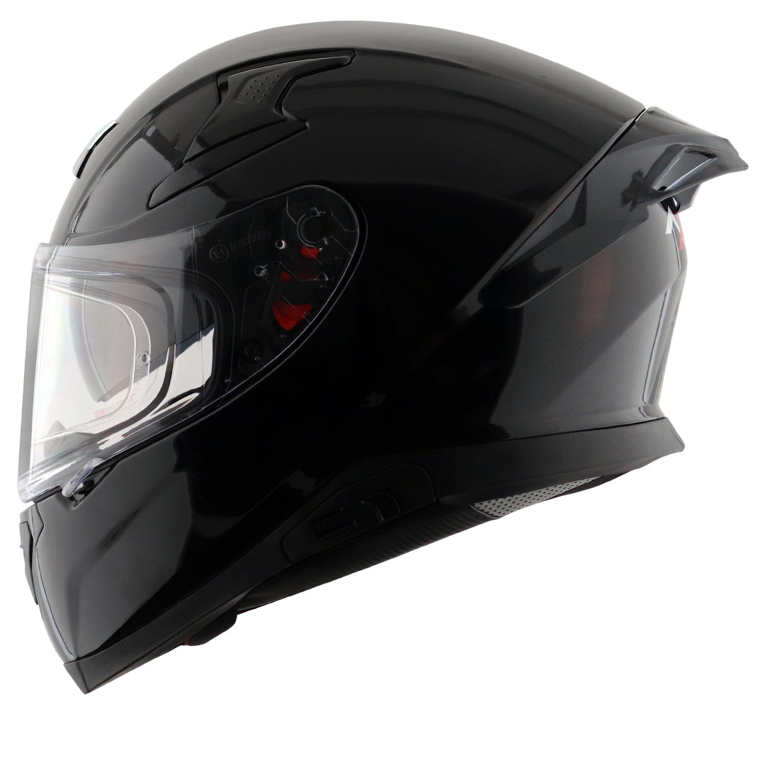 Motorcycle full face solid black helmet with pinlock and sunvisor