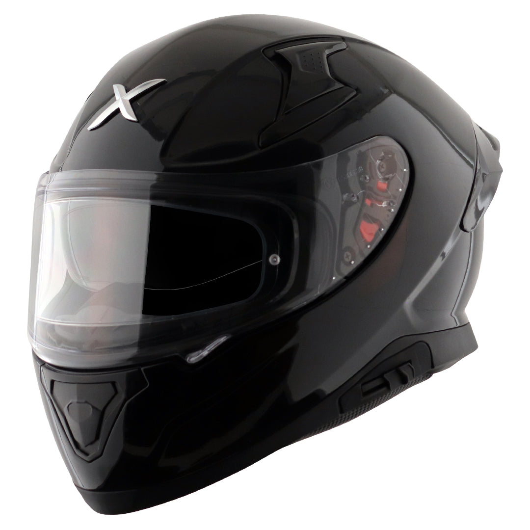 Motorcycle full face solid black helmet with pinlock and sunvisor