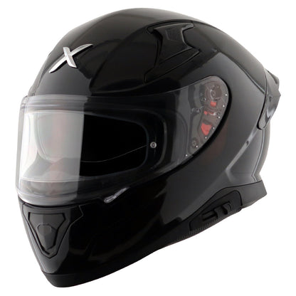 Motorcycle full face solid black helmet with pinlock and sunvisor