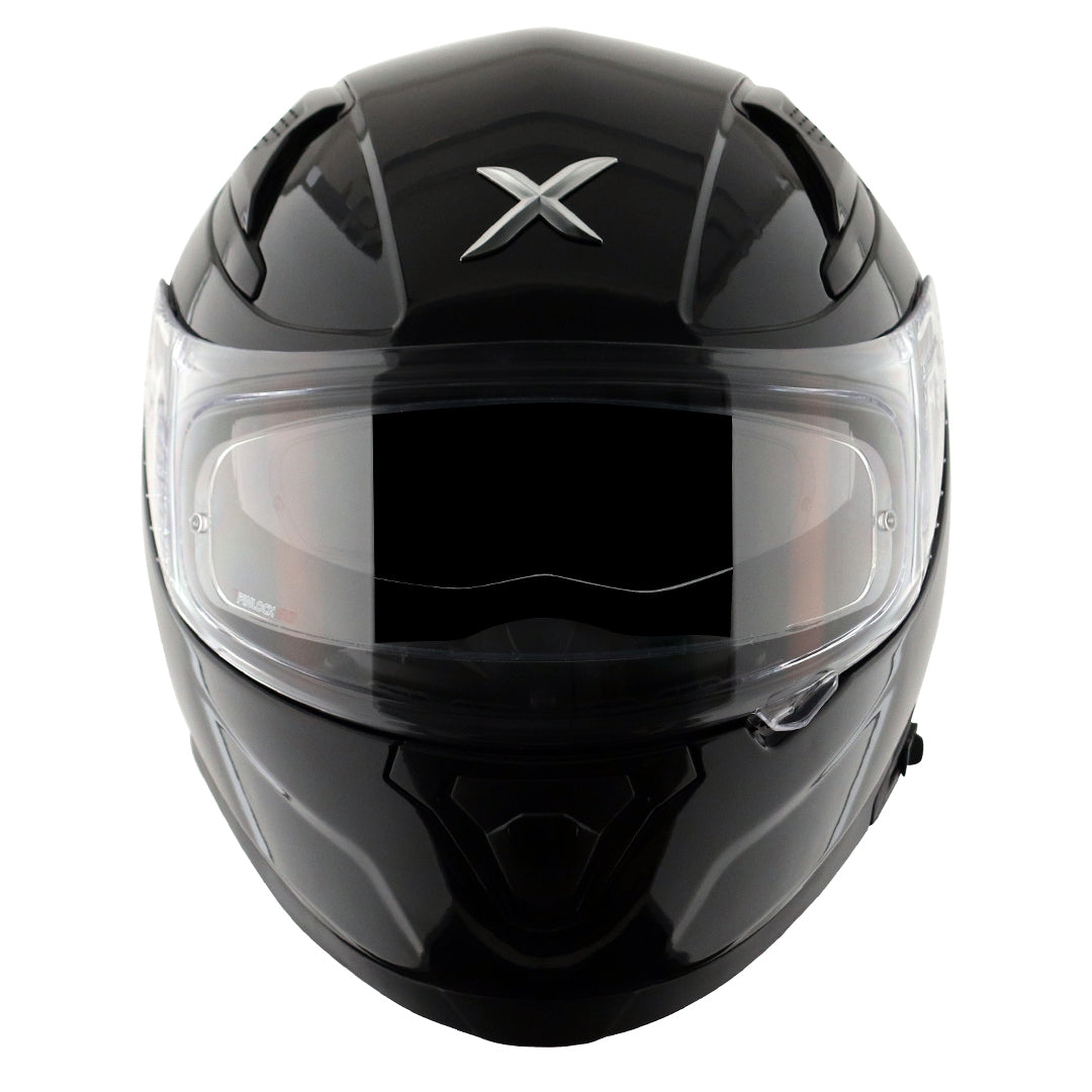 Motorcycle full face solid black helmet with pinlock and sunvisor