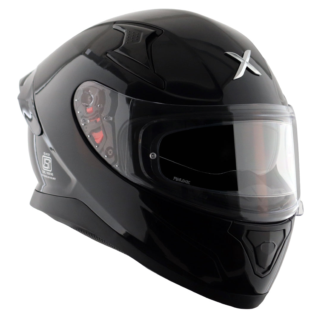 Motorcycle full face solid black helmet with pinlock and sunvisor
