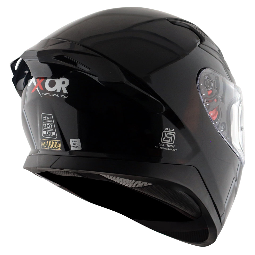Motorcycle full face solid black helmet with pinlock and sunvisor