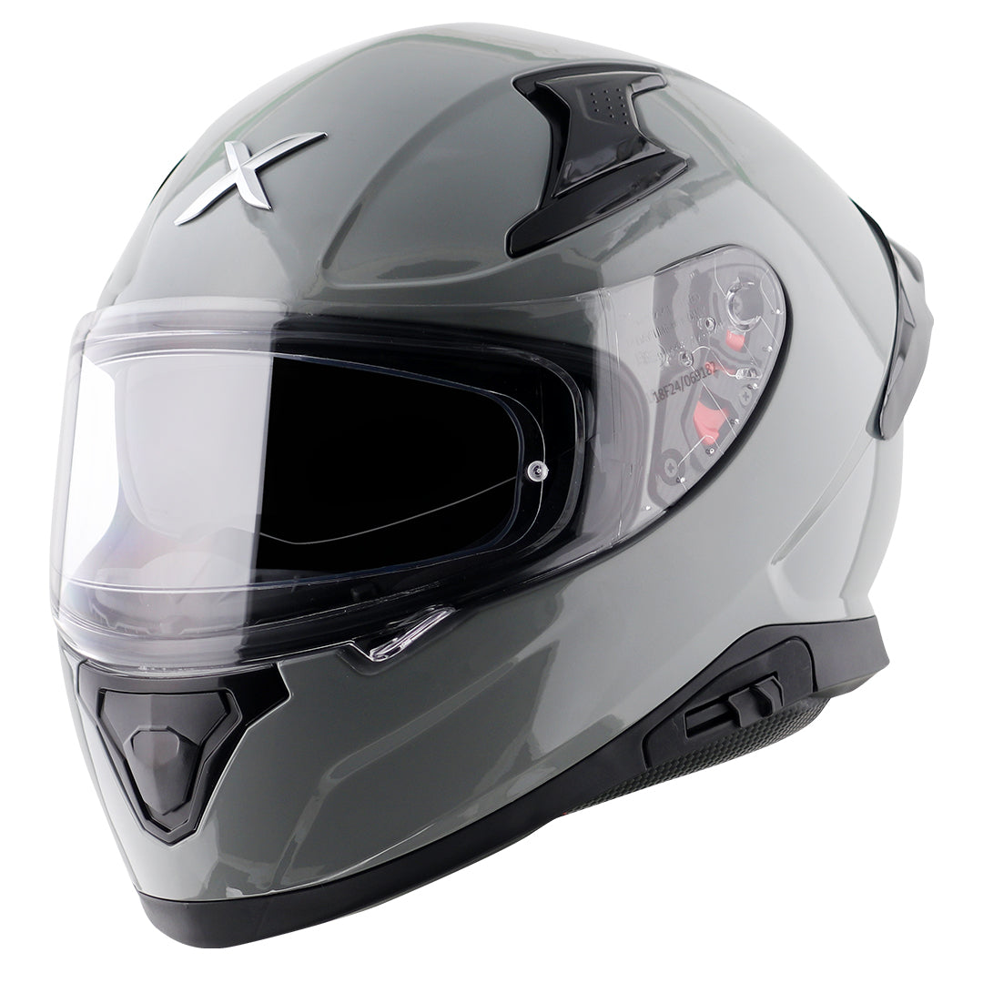 Motorcycle full face solid grey helmet with pinlock and sunvisor