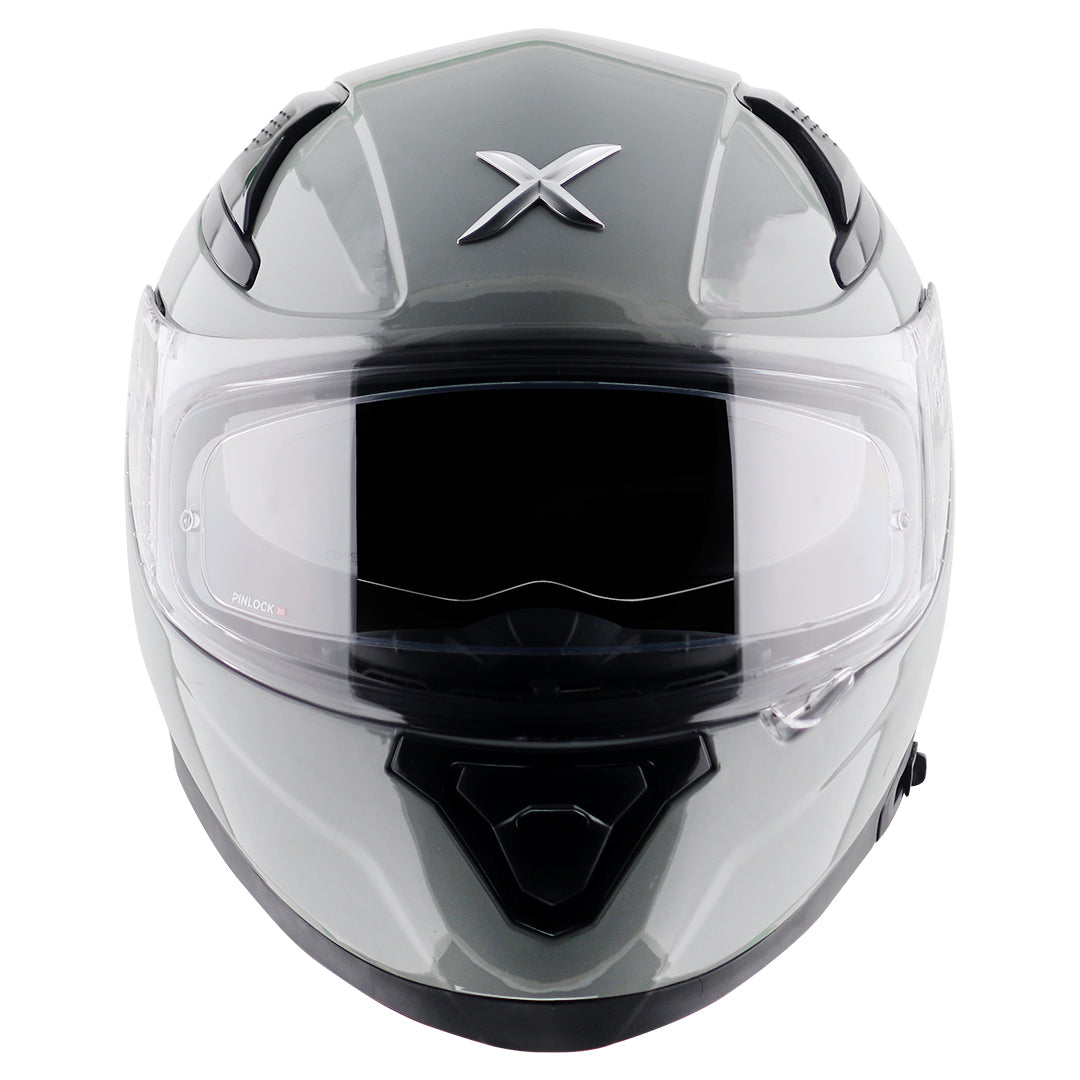 Motorcycle full face solid grey helmet with pinlock and sunvisor