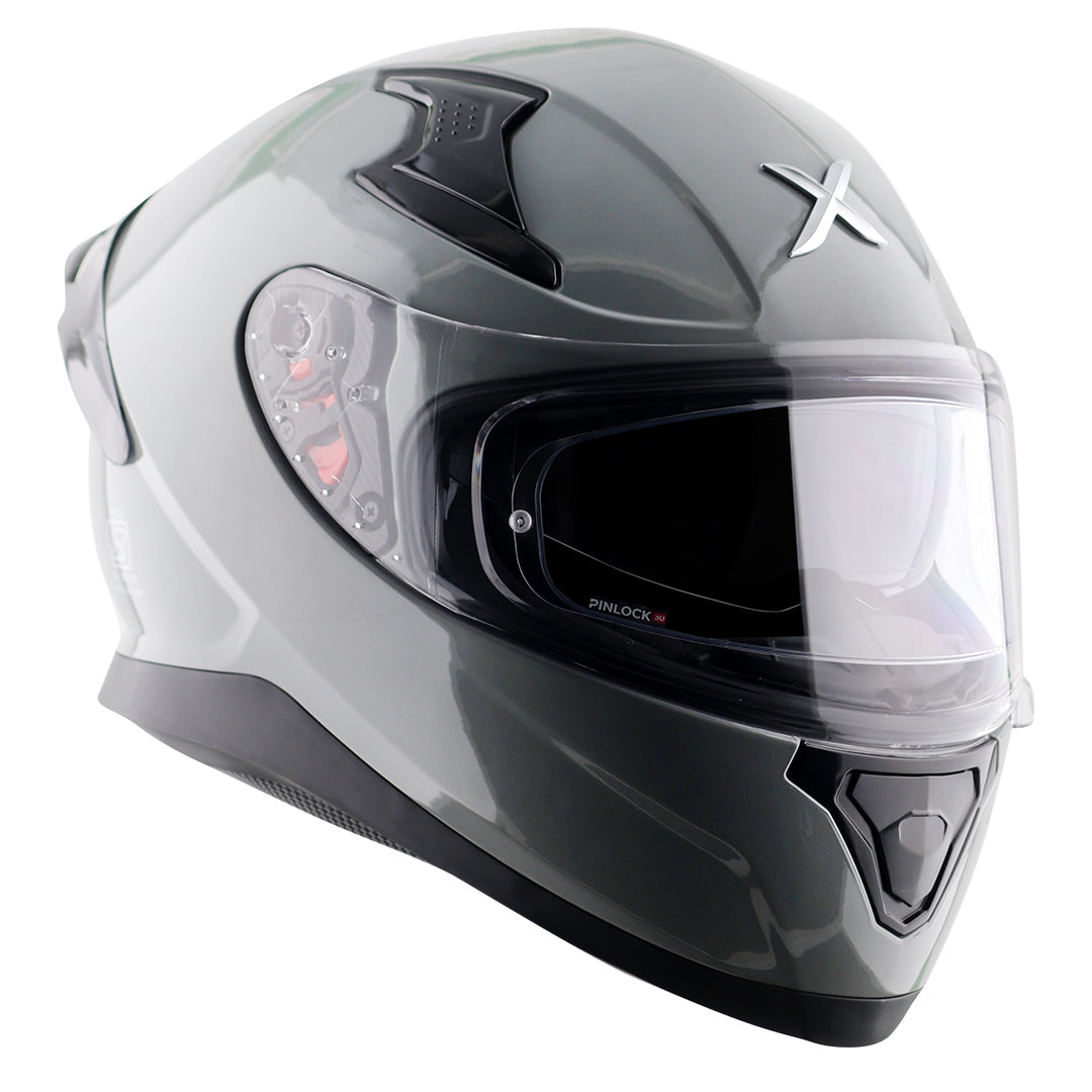 Motorcycle full face solid grey helmet with pinlock and sunvisor