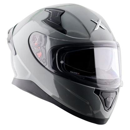 Motorcycle full face solid grey helmet with pinlock and sunvisor