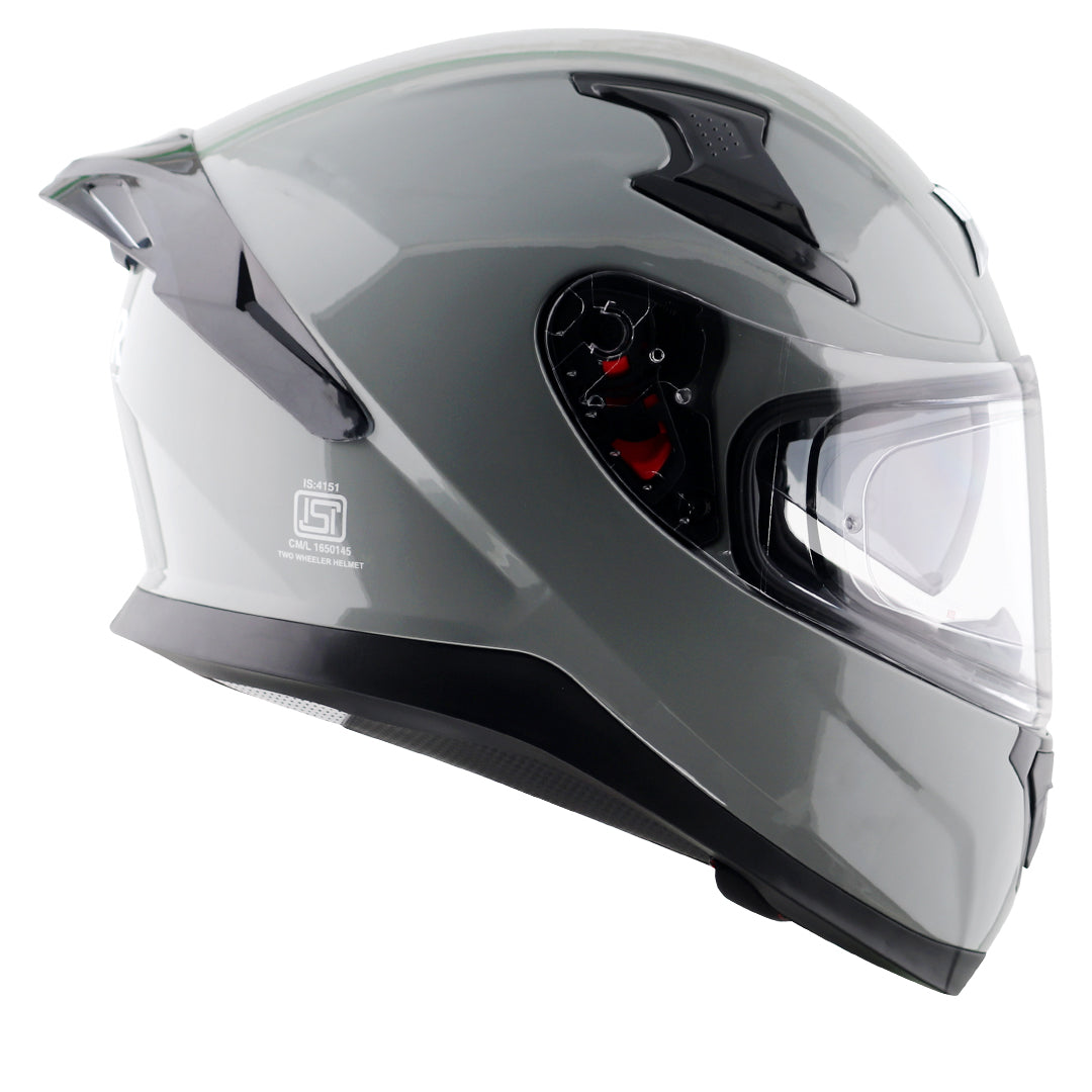 Motorcycle full face solid grey helmet with pinlock and sunvisor