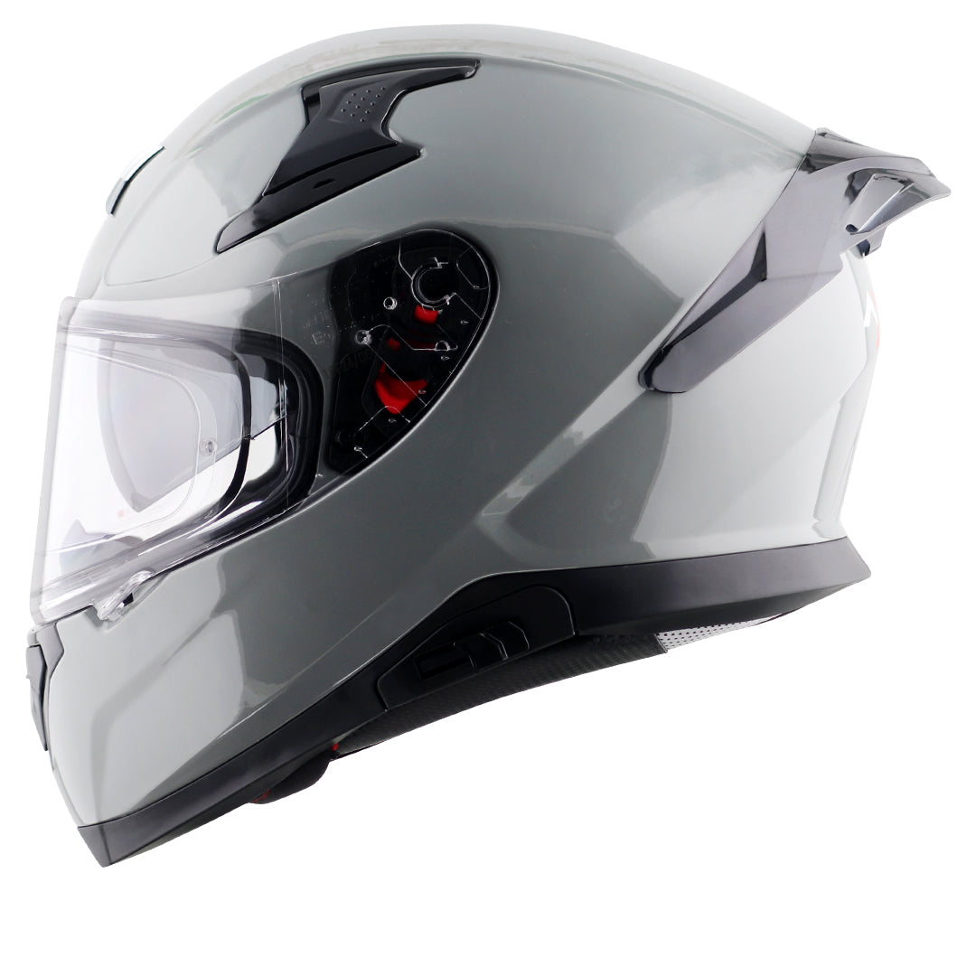 Motorcycle full face solid grey helmet with pinlock and sunvisor
