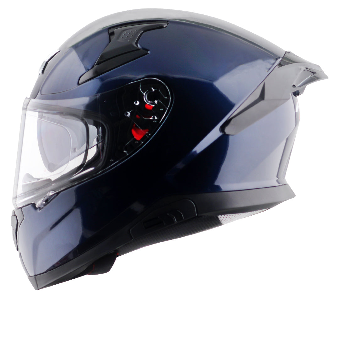 Motorcycle full face solid dark blue helmet with pinlock and sunvisor