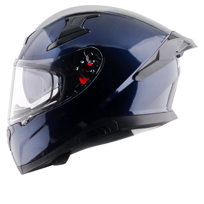Motorcycle full face solid dark blue helmet with pinlock and sunvisor