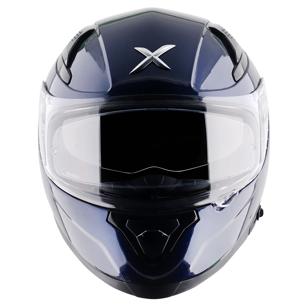 Motorcycle full face solid dark blue helmet with pinlock and sunvisor