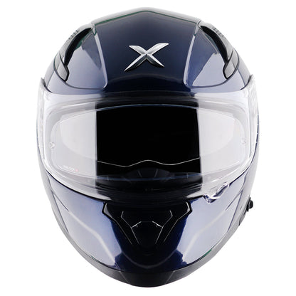 Motorcycle full face solid dark blue helmet with pinlock and sunvisor