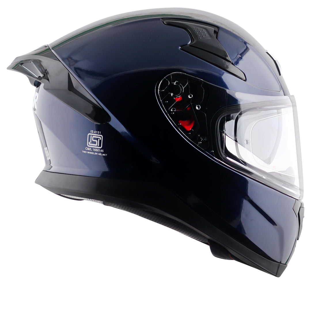 Motorcycle full face solid dark blue helmet with pinlock and sunvisor