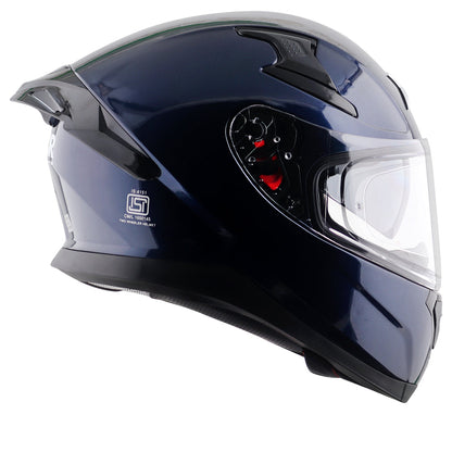 Motorcycle full face solid dark blue helmet with pinlock and sunvisor