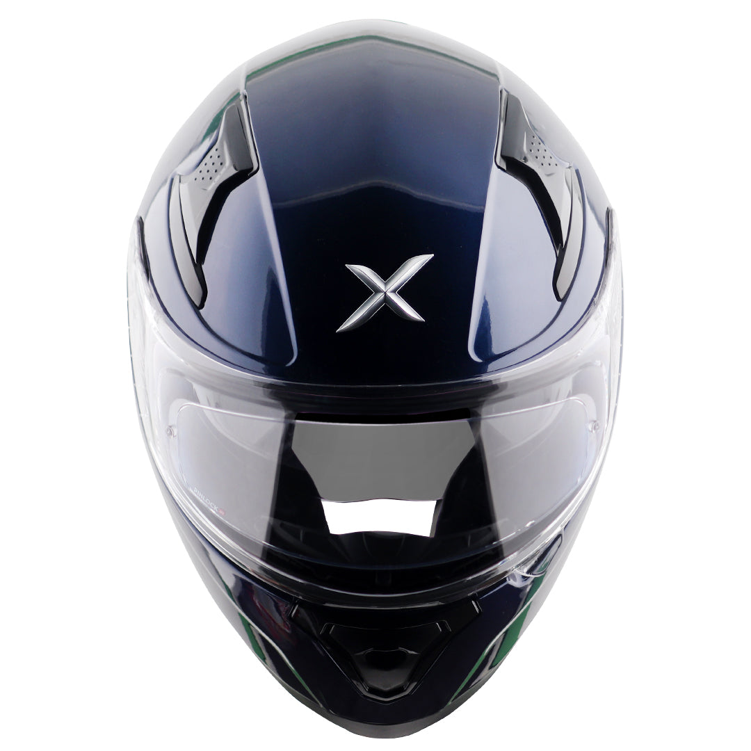 Motorcycle full face solid dark blue helmet with pinlock and sunvisor