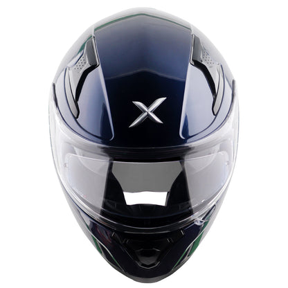 Motorcycle full face solid dark blue helmet with pinlock and sunvisor