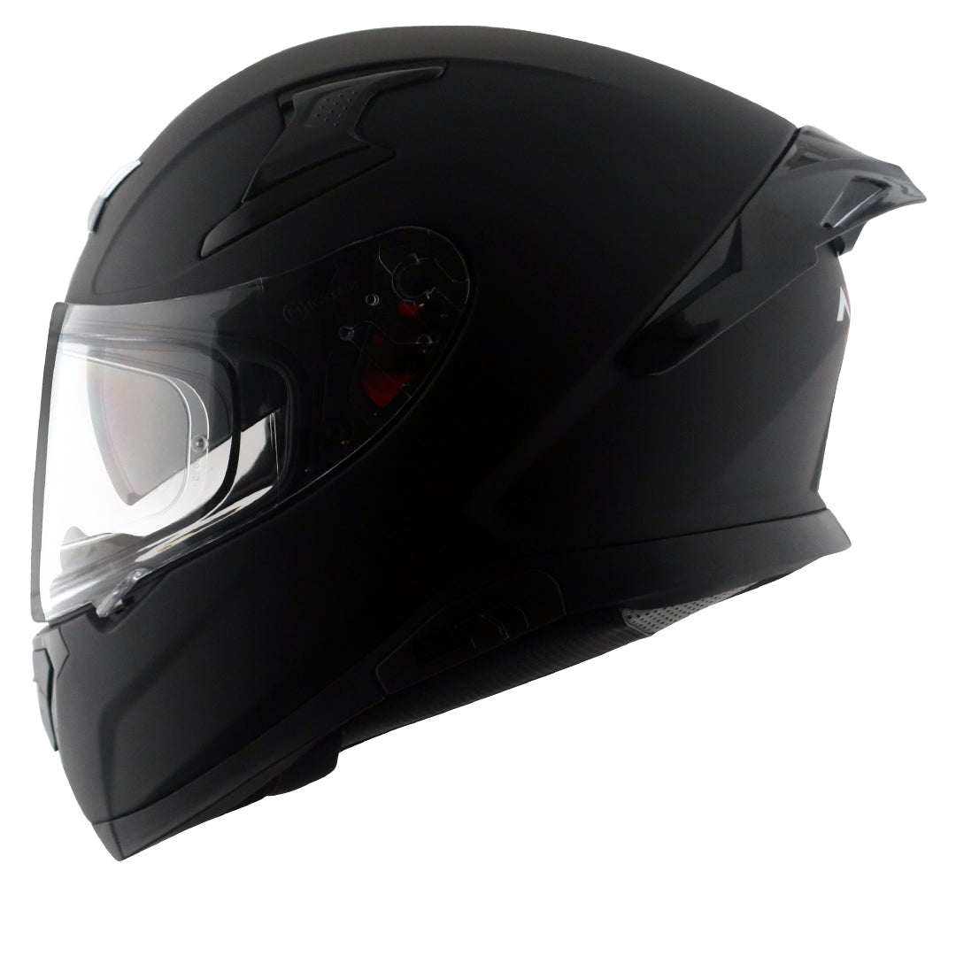 Motorcycle full face solid dull black helmet with pinlock and sunvisor
