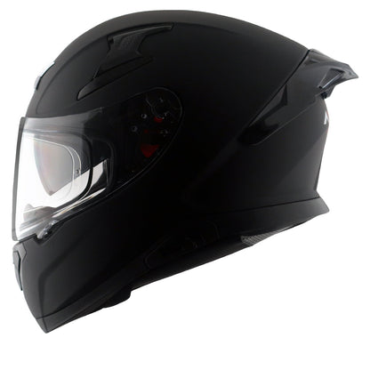Motorcycle full face solid dull black helmet with pinlock and sunvisor