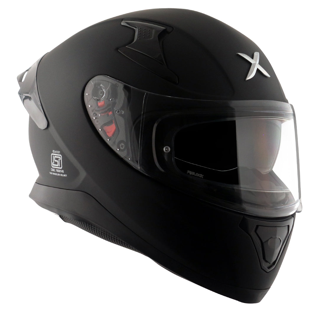 Motorcycle full face solid dull black helmet with pinlock and sunvisor