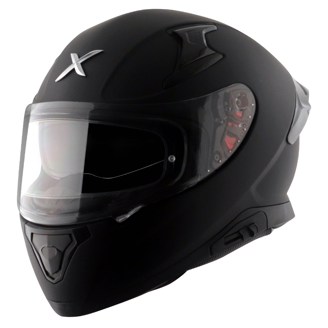 Motorcycle full face solid dull black helmet with pinlock and sunvisor