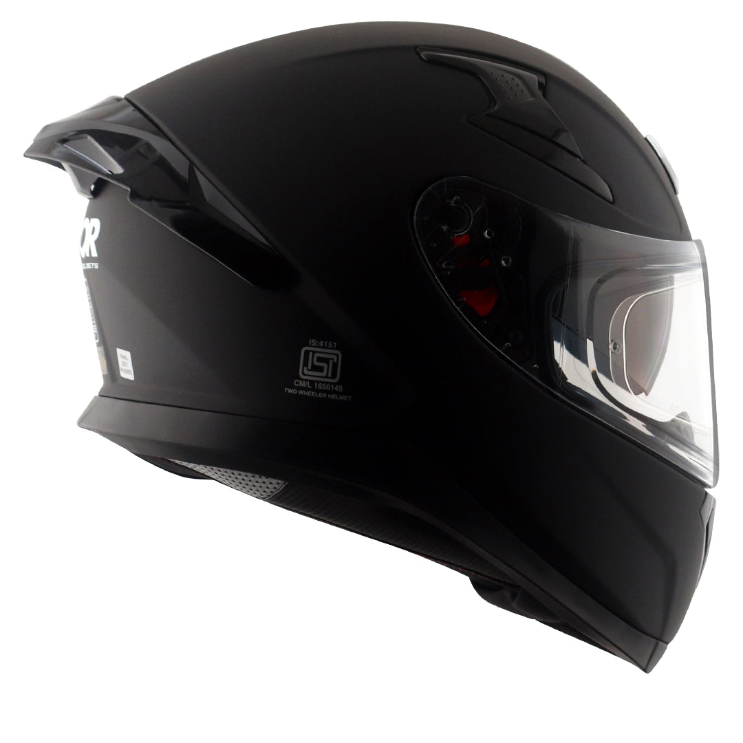 Motorcycle full face solid dull black helmet with pinlock and sunvisor