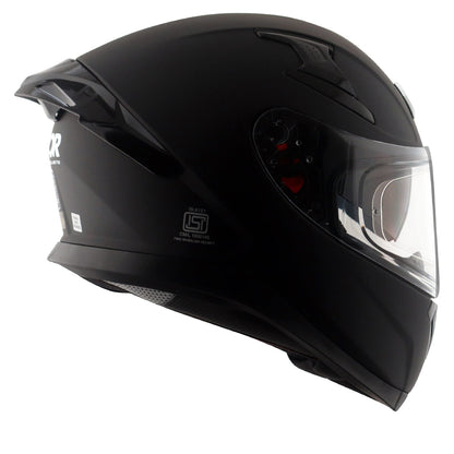 Motorcycle full face solid dull black helmet with pinlock and sunvisor