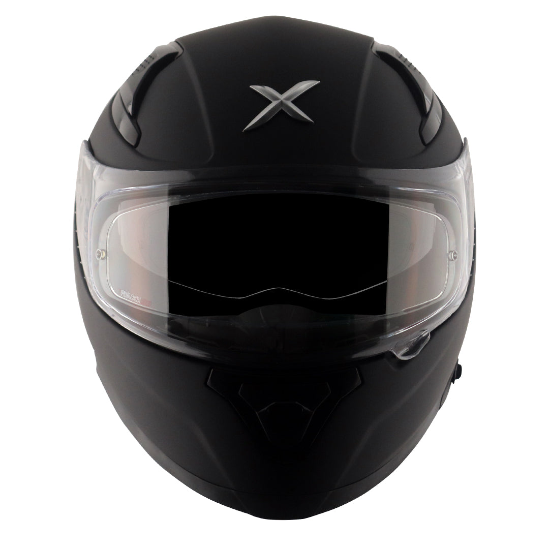 Motorcycle full face solid dull black helmet with pinlock and sunvisor