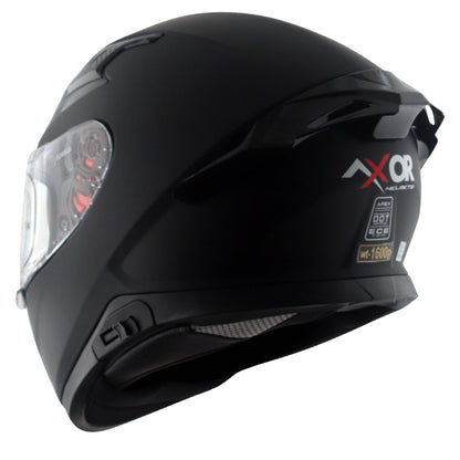 Motorcycle full face solid dull black helmet with pinlock and sunvisor