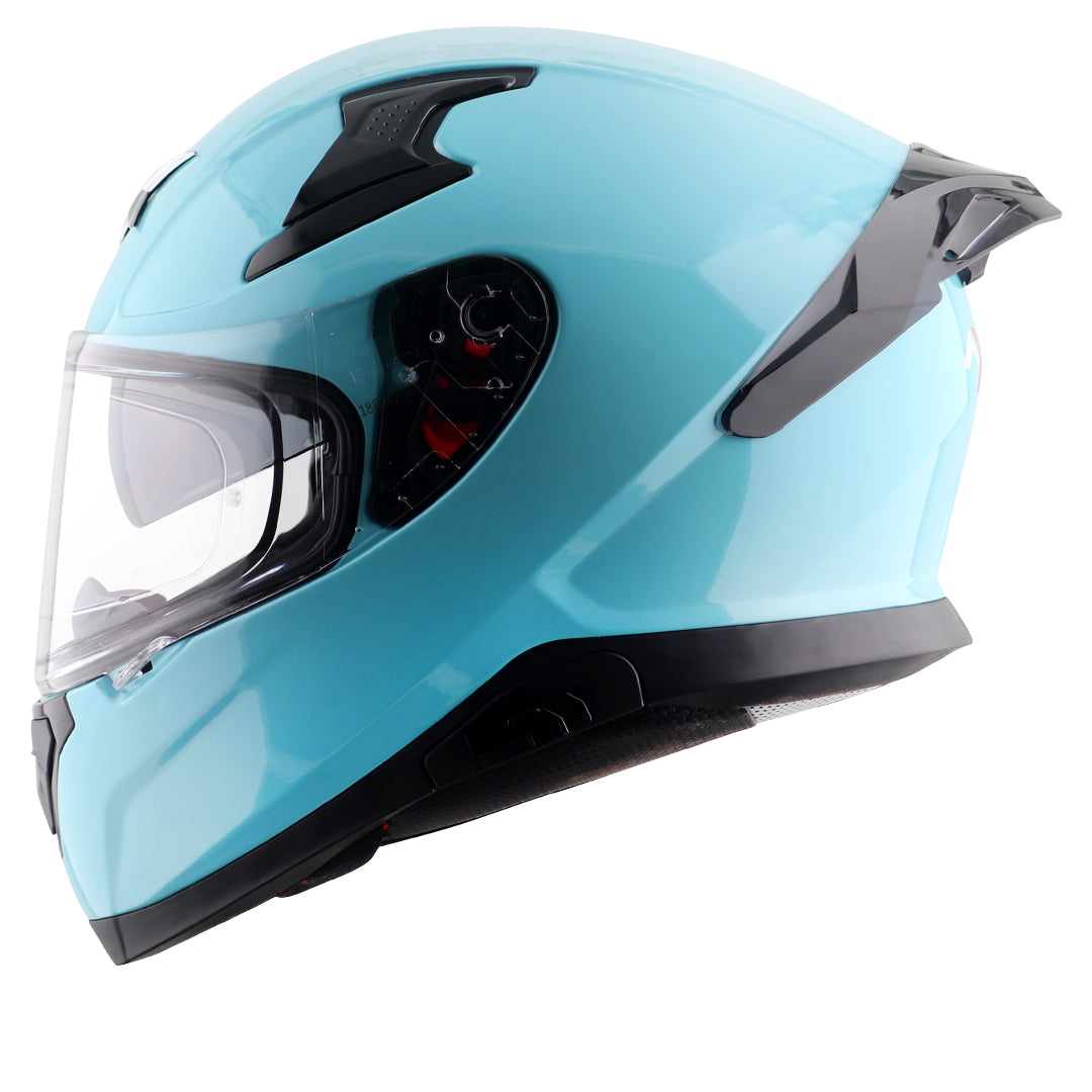 Motorcycle full face solid light blue helmet with pinlock and sunvisor