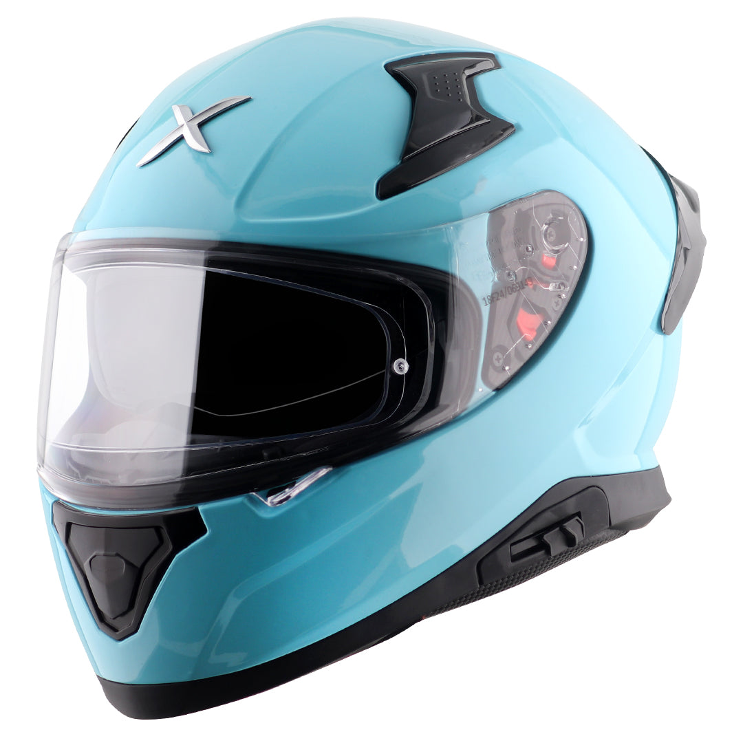 Motorcycle full face solid light blue helmet with pinlock and sunvisor