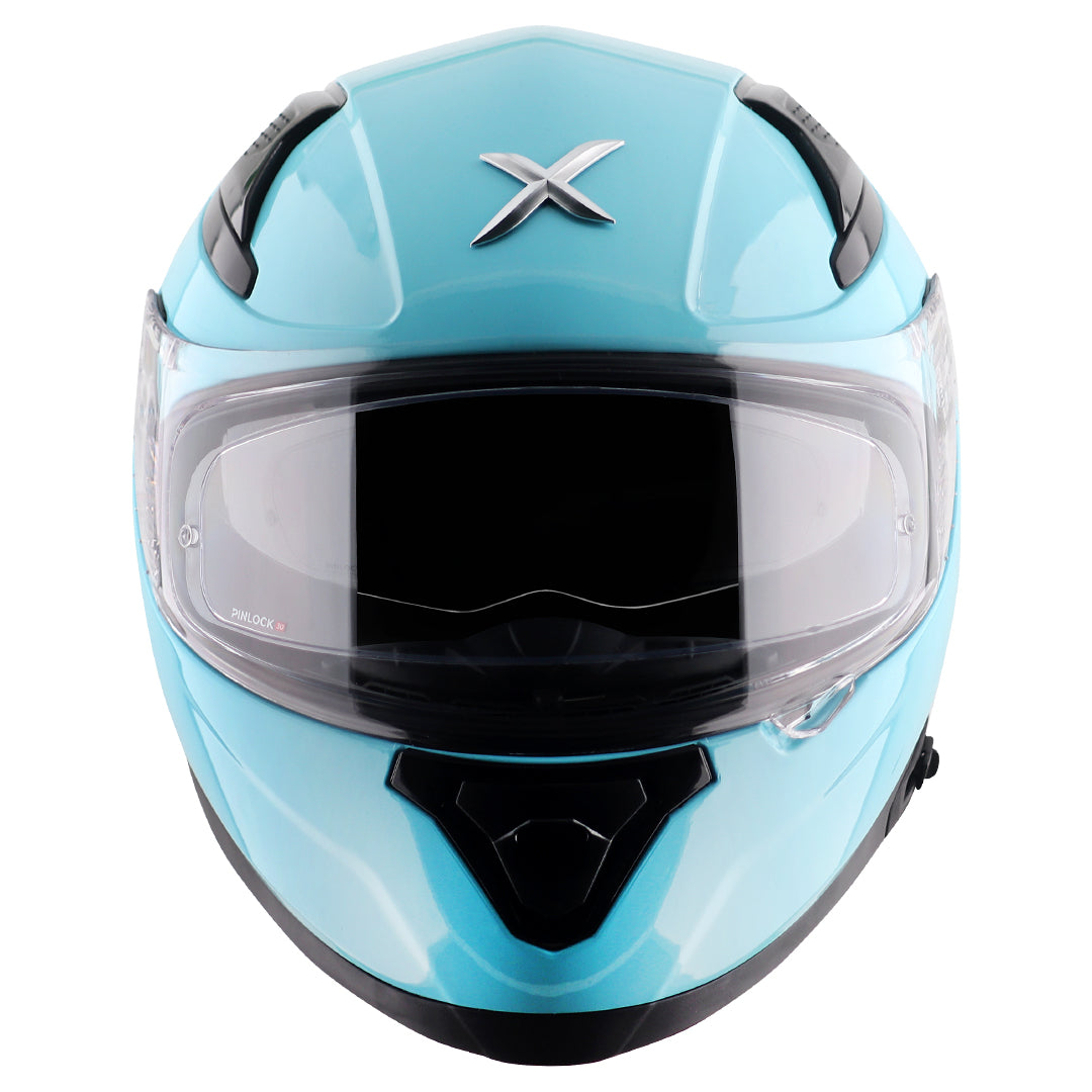 Motorcycle full face solid light blue helmet with pinlock and sunvisor