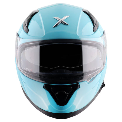 Motorcycle full face solid light blue helmet with pinlock and sunvisor