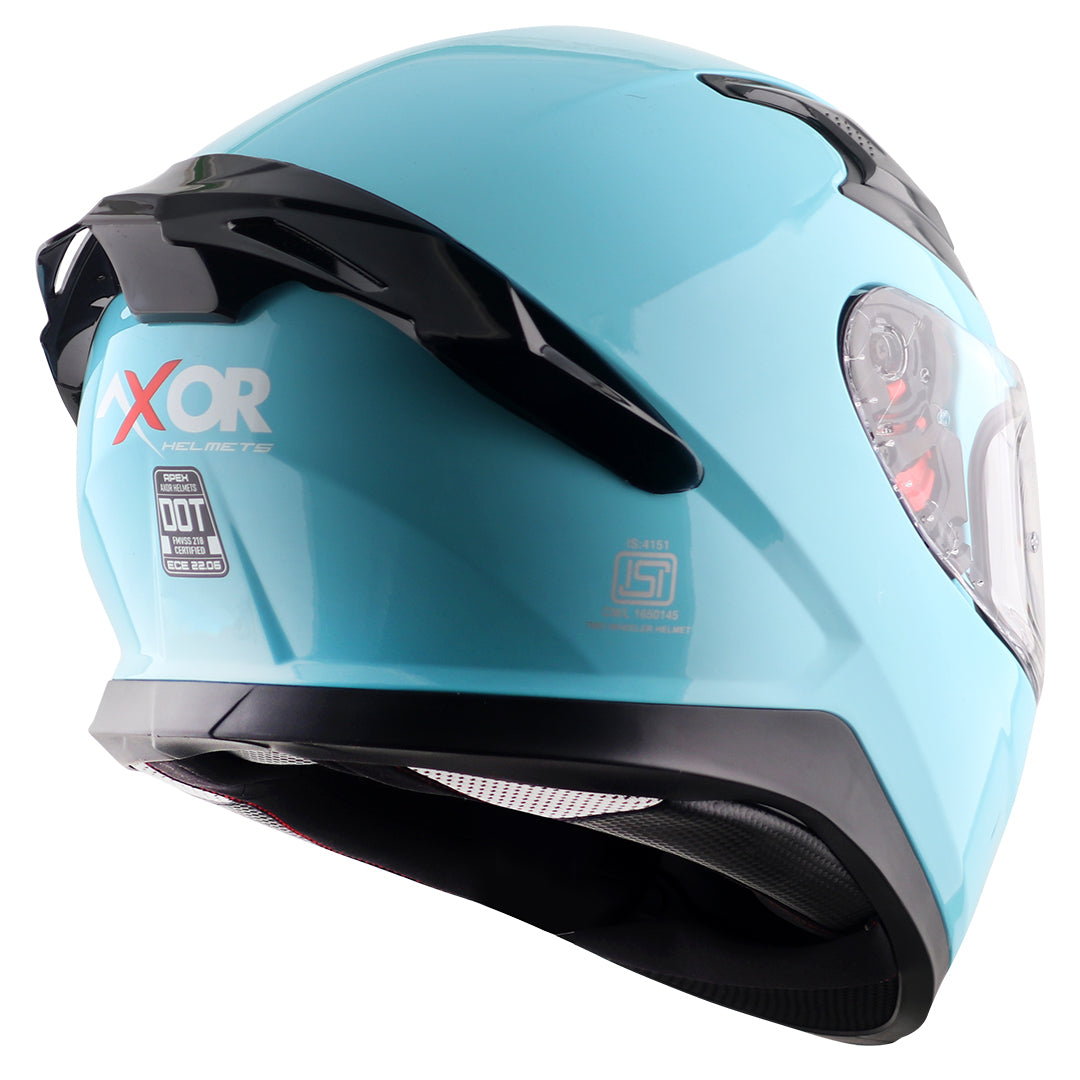 Motorcycle full face solid light blue helmet with pinlock and sunvisor