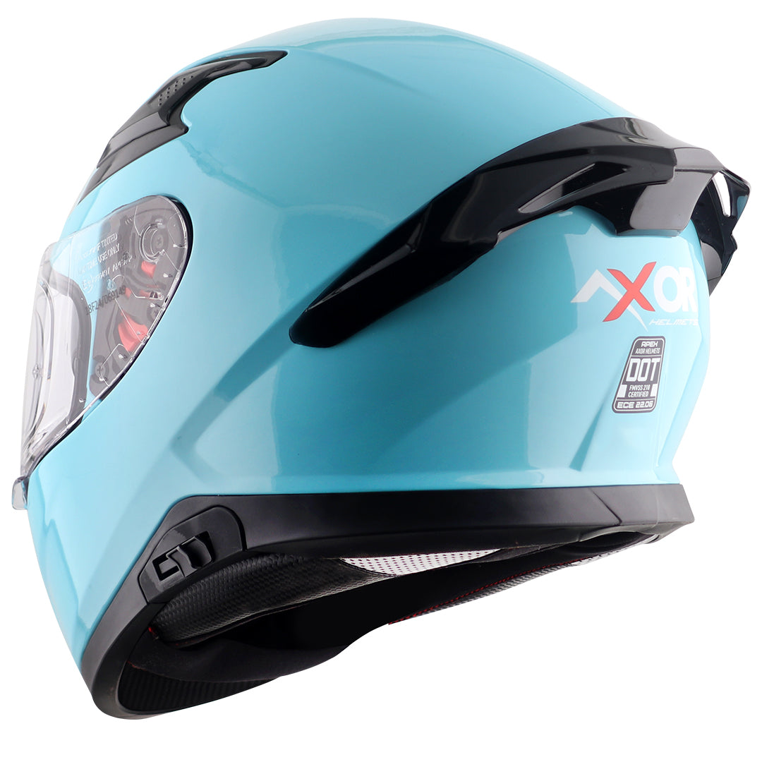 Motorcycle full face solid light blue helmet with pinlock and sunvisor