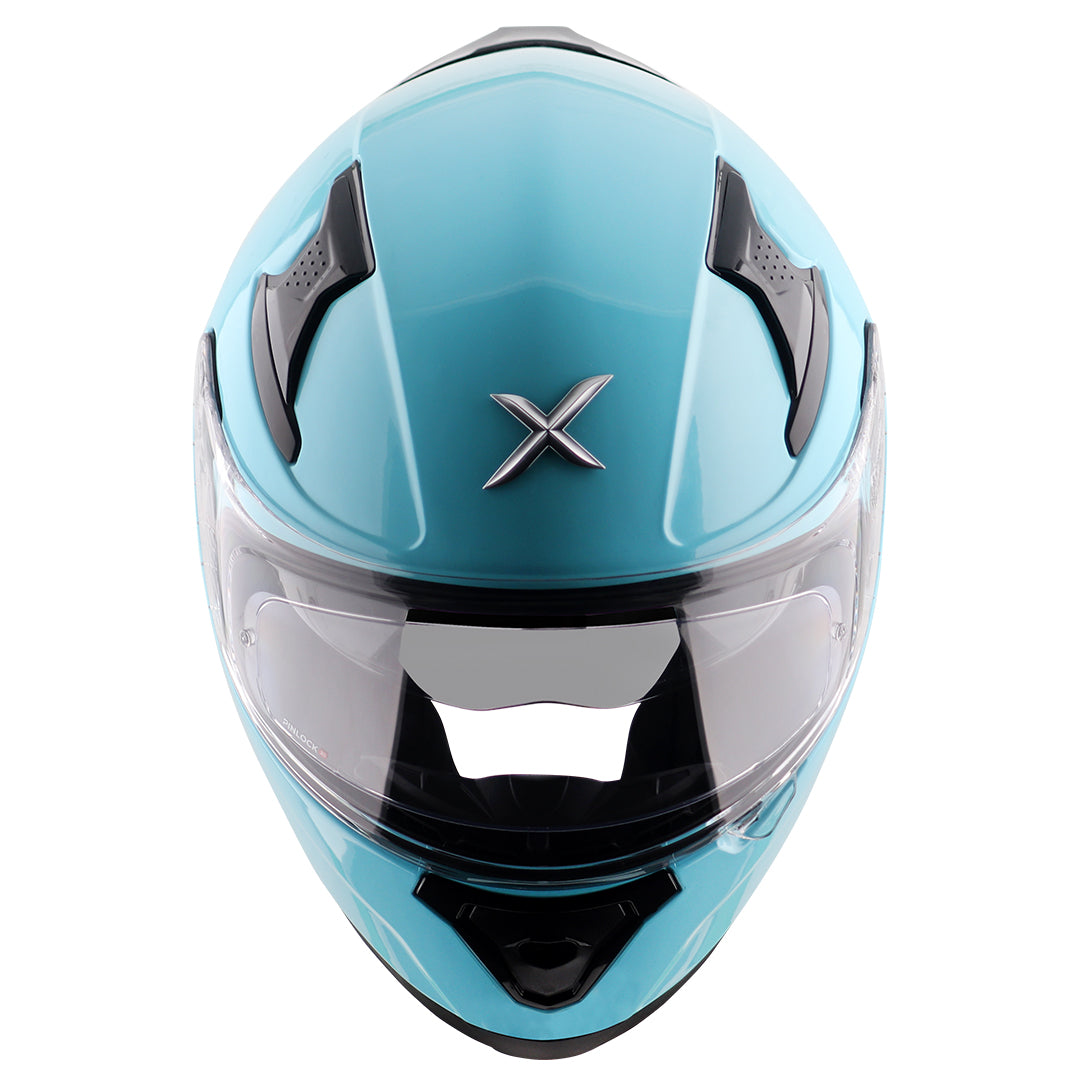 Motorcycle full face solid light blue helmet with pinlock and sunvisor