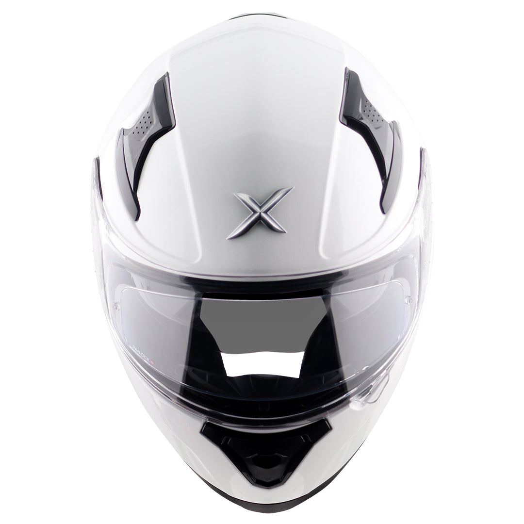 Motorcycle full face solid white helmet with pinlock and sunvisor