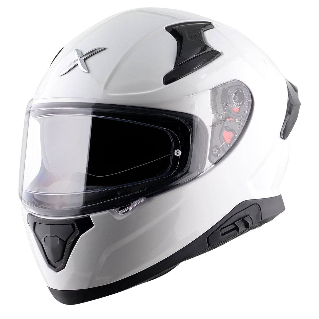 Motorcycle full face solid white helmet with pinlock and sunvisor